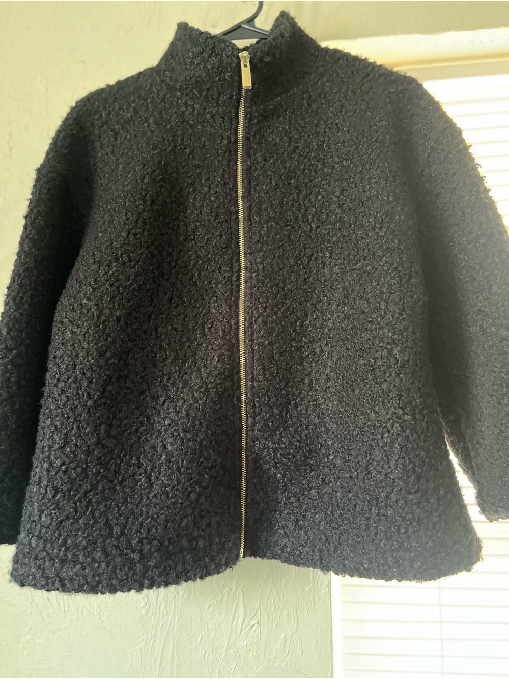 Women's Black Bouclé Zip-Front Jacket